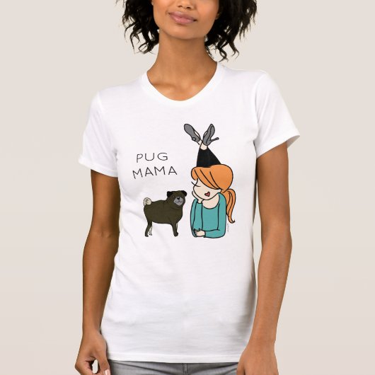 Aangepaste Pug Mama T-Shirt (Voorkant)