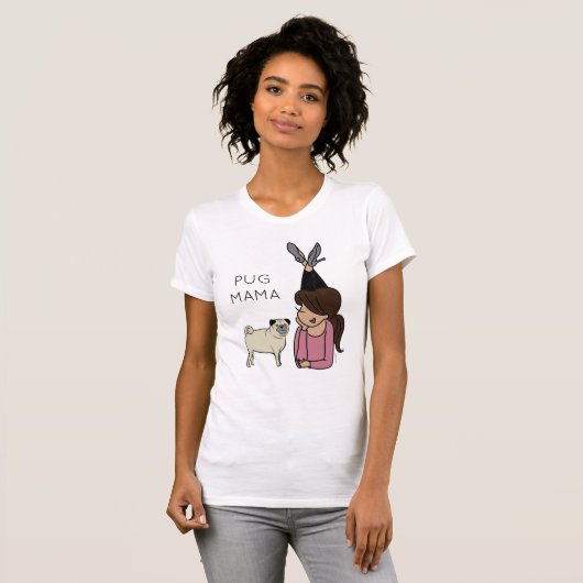 Aangepaste Pug Mama  T-shirt (Voorkant volledig)