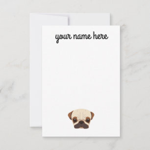 Aangepaste Pug-notiecards RSVP Kaartje