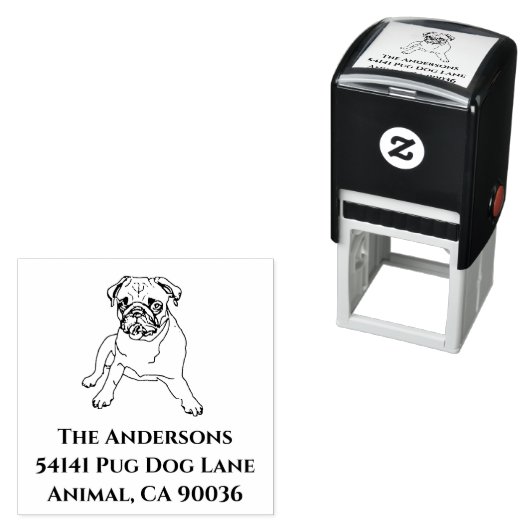 Aangepaste Pug Return Address Stempel (In situ)
