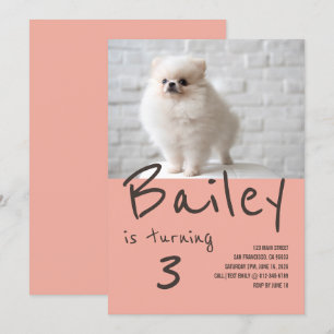 Aangepaste Puppy Hond Foto Verjaardag Uitnodiging