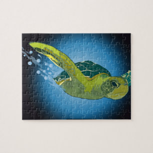 AANGEPASTE PUZZEL MET GESCHENKDOOS- ZEE SCHILDPAD LEGPUZZEL