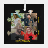 Aangepaste puzzelfoto Je vult me paar in Glas Ornament (Achterkant)