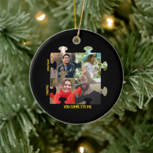 Aangepaste puzzelfoto Je vult me paar in Keramisch Ornament