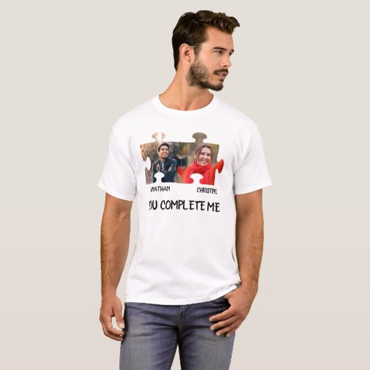 Aangepaste puzzelfoto Je vult me paar in T-shirt (Voorkant volledig)