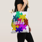 Aangepaste puzzelstukken draagtas (Dichtbij)
