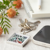 Aangepaste Q R-code Sleutelhanger (Zijkant)