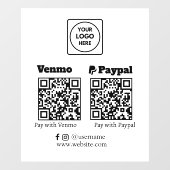 Aangepaste QR-betaling | Venmo- en PayPal-logoweer Raamsticker (Vel)