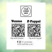 Aangepaste QR-betaling | Venmo- en PayPal-logoweer Raamsticker (Vel 3)