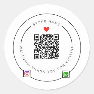 Aangepaste QR-code bedankstickers Instagram Ronde Sticker