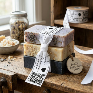 Aangepaste QR-code Bedankt Klein Bedrijf Grosgrain Lint