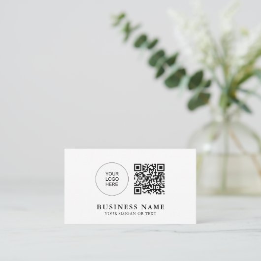 Aangepaste QR Code Bedrijf Logo Hier Visitekaartje (Staand voorkant)