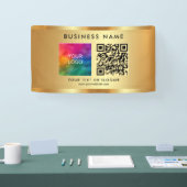 Aangepaste QR Code Bedrijf Logo Naam Gold Indoor Spandoek (Beurs)