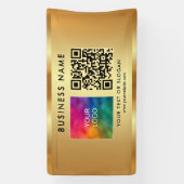 Aangepaste QR Code Bedrijf Logo Naam Gold Indoor Spandoek (Verticaal)