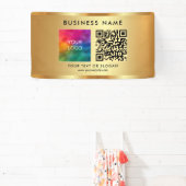 Aangepaste QR Code Bedrijf Logo Naam Gold Indoor Spandoek (Insitu)