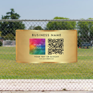 Aangepaste QR Code Bedrijf Logo Naam Outdoor Gold Spandoek