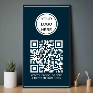 Aangepaste QR Code Bedrijf Logo Professional Blauw Poster