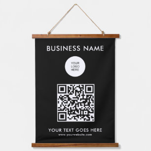Aangepaste QR-code Bedrijf Logo Tekst Sjabloon Hangend Wandkleed