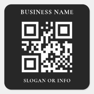 Aangepaste QR-code Bedrijfsnaam Zwart Vierkante Sticker