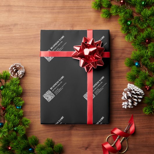 Aangepaste QR-code & Bewerkbare Retro-Moderne Teks Cadeaupapier (Feestdagen Geschenken)