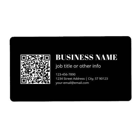Aangepaste QR-code & Bewerkbare Retro-Moderne Teks Etiket (Voorkant)