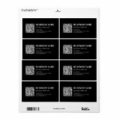Aangepaste QR-code & Bewerkbare Retro-Moderne Teks Etiket (Full Sheet)