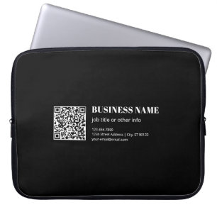Aangepaste QR-code & Bewerkbare Retro-Moderne Teks Laptop Sleeve
