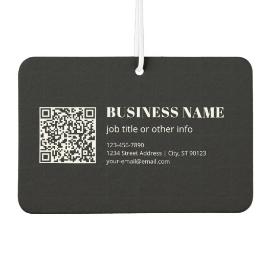 Aangepaste QR-code & Bewerkbare Retro-Moderne Teks Luchtverfrisser (Voorkant)