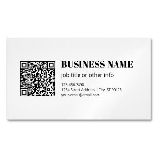 Aangepaste QR-code & Bewerkbare Retro-Moderne Teks Magnetisch Visitekaartje