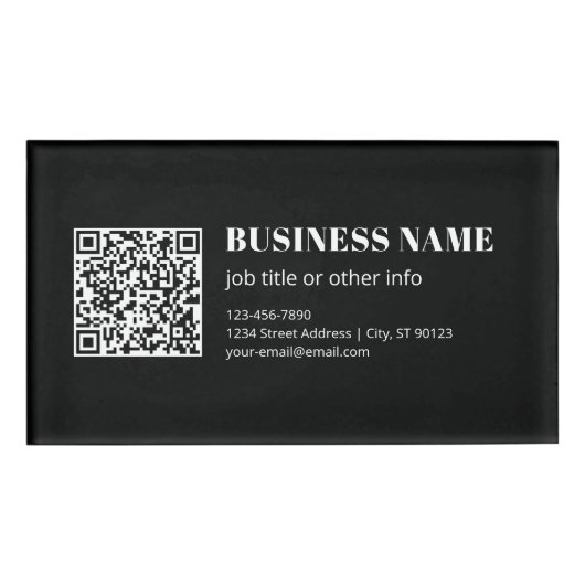 Aangepaste QR-code & Bewerkbare Retro-Moderne Teks Naambadge (Voorkant)