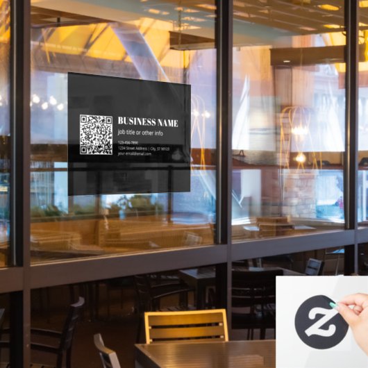 Aangepaste QR-code & Bewerkbare Retro-Moderne Teks Raamsticker (Restaurant Raam)