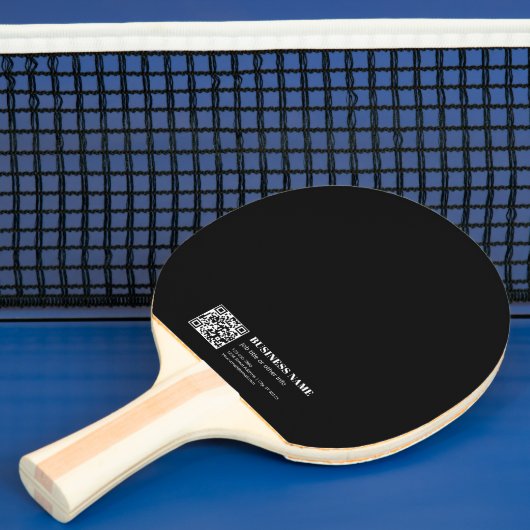 Aangepaste QR-code & Bewerkbare Retro-Moderne Teks Tafeltennisbatje (Insitu)