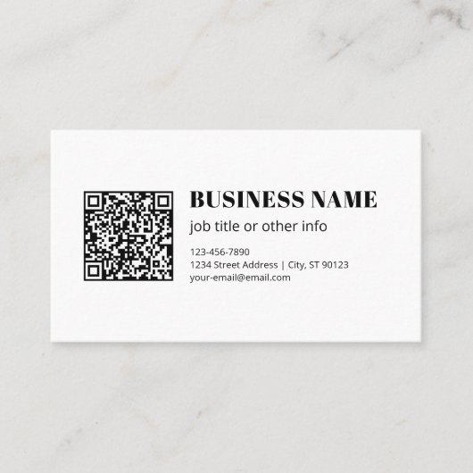 Aangepaste QR-code & Bewerkbare Retro-Moderne Teks Visitekaartje (Voorkant)