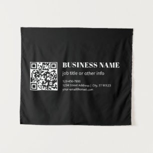 Aangepaste QR-code & Bewerkbare Retro-Moderne Teks Wandkleed