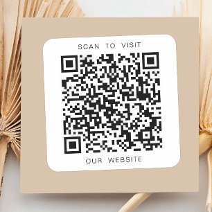 Aangepaste QR-code Bezoek onze website Zwart en Wi Vierkante Sticker
