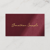 Aangepaste QR-code Bordeaux Gold Calligraphy Scrip Visitekaartje (Voorkant)
