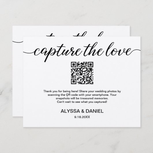 Aangepaste QR-code bruiloft foto delen Informatiekaartje (Voorkant / Achterkant)