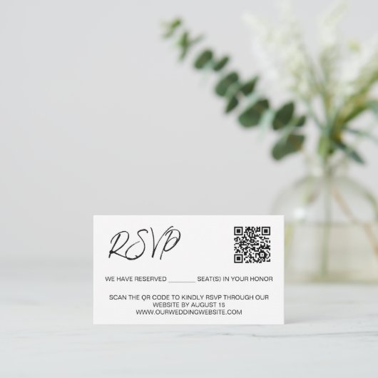 Aangepaste QR-code bruiloft website Gereserveerde  Informatiekaartje (Staand voorkant)