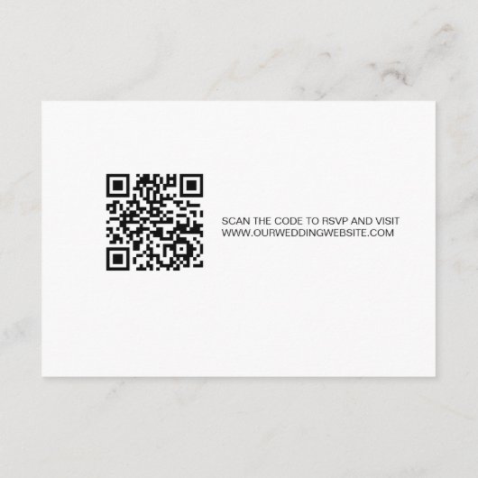 Aangepaste QR code bruiloft website RSVP Minimalis Informatiekaartje (Achterkant)