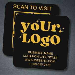 Aangepaste QR-code Business Logo Gold Modern Vierkante Visitekaartje