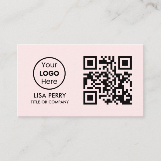 Aangepaste QR-code Business Logo | Modern Blush Ro Visitekaartje (Voorkant)