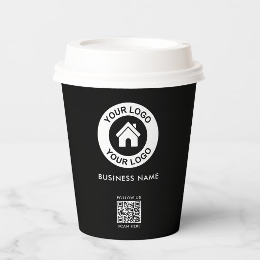 Aangepaste QR Code Business Logo Moderne Professio Papieren Bekers (Voorkant)