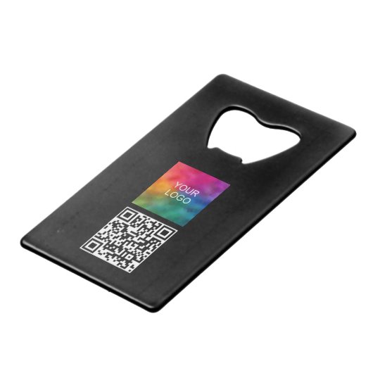 Aangepaste QR-code Business Logo Monogram Namen Kredietkaart Flessenopener (Achterkant Gekanteld)