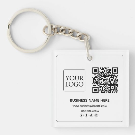 Aangepaste QR-code Business Logo Social Media Sleutelhanger (voorkant)