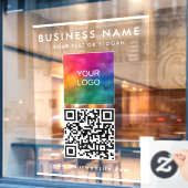 Aangepaste QR-code Business Logo Tekst Modern Vert Raamsticker (Cafe Raam)