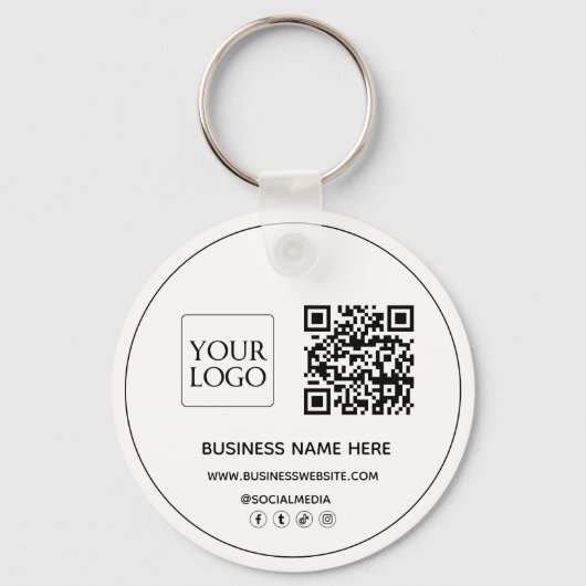 Aangepaste QR-code Business Logo Website Social Me Sleutelhanger (Voorkant)