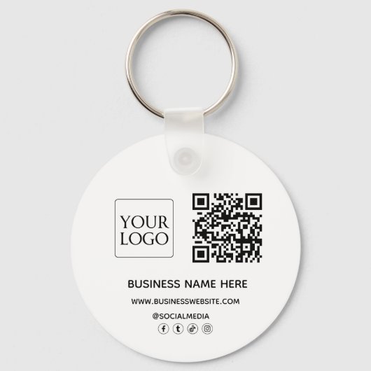 Aangepaste QR-code Business Logo Website Social Me Sleutelhanger (Voorkant)