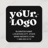 Aangepaste QR Code Business Logo Zwart Modern Vierkante Visitekaartje (Voorkant)