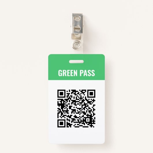 Aangepaste Qr Code Covid Green Pass Badge (Voorkant met clip)