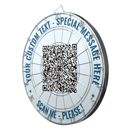 Aangepaste QR Code Dart Board Aangepaste tekst en  Dartbord (Voorkant Rechts)
